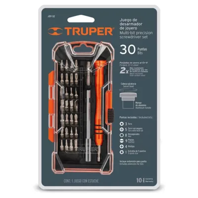 JUEGO DE DESARMADOR JOYERO 32 PZAS TORX C/ SEGURO TRUPER