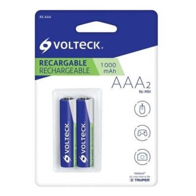 RE-AAA 47205 PILAS RECARGABLES AAA 1.2V PAQUETE 2 PIEZAS 1000MAH