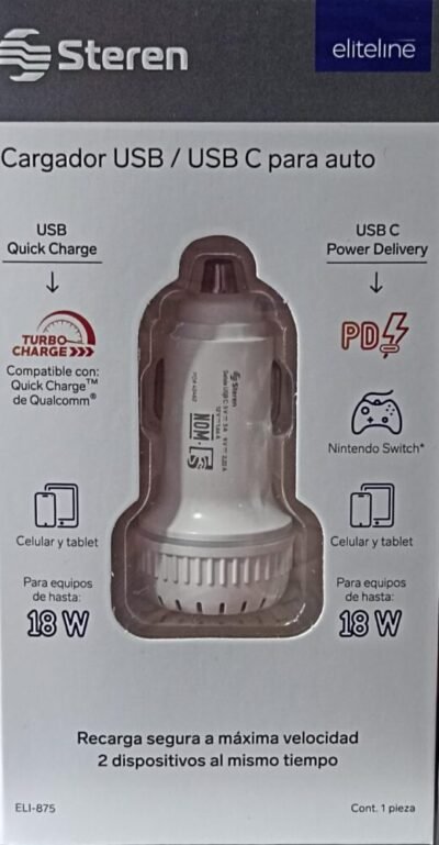 CARGADOR AUTOMOTRIZ USB/USB C STEREN 18W - Image 4
