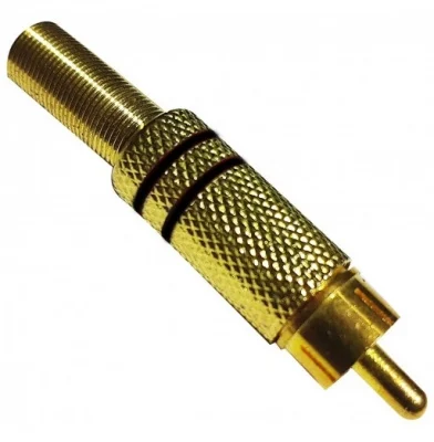 PLUG DORADO RCA CON RESORTE LINEA NEGRA