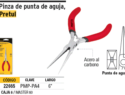 PINZA MINIATURA PUNTA DE AGUJA 6"