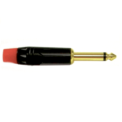 PLUG 6.3MM MONO PUNTA DORADA/ ROJO