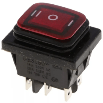 SW ROCKER ON-OFF-ON 6 PIN CON RECUBRIMIENTO RECTANGULAR