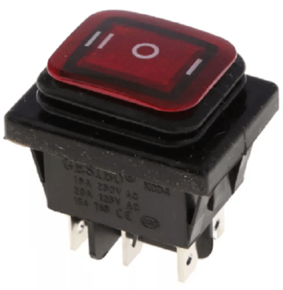 SW ROCKER ON-OFF-ON 6 PIN CON RECUBRIMIENTO RECTANGULAR