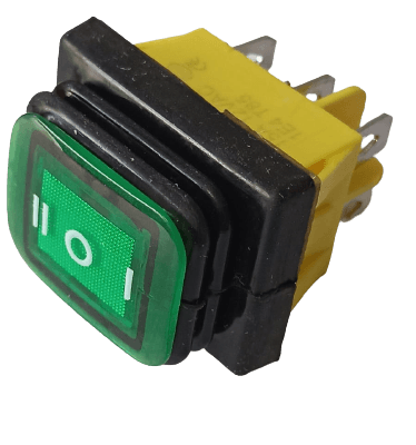 SW ROCKER ON-OFF-ON 6 PIN CON RECUBRIMIENTO RECTANGULAR PILOTO 12V