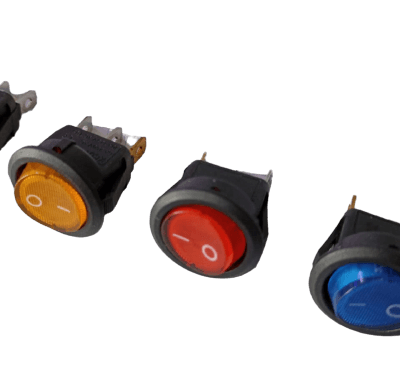 SWITCH ROCKER ON-OFF REDONDO CON LED 12V 3 PIN