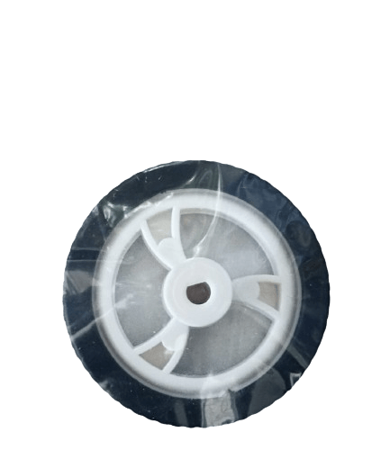 RUEDA DE PLASTICO BLANCA EJE CORTADO LLANTA 2.4MM PZA MEDIA LUNA