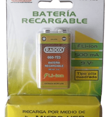 BATERIA RECARGABLE LI-ION 500MA 9V CUADRADA