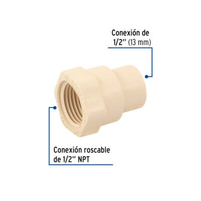 ADAPTADOR ROSCA HEMBRA 1/2" CPVC