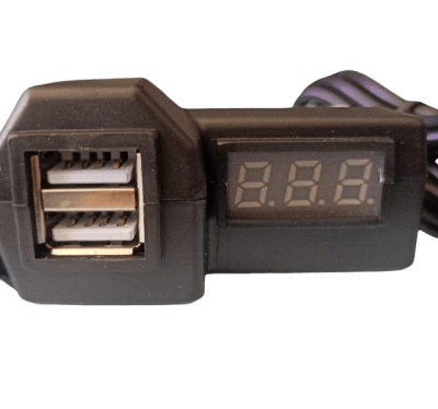 CARGADOR USB PARA MOTOCICLETA CON VOLTIMETRO 10-24V
