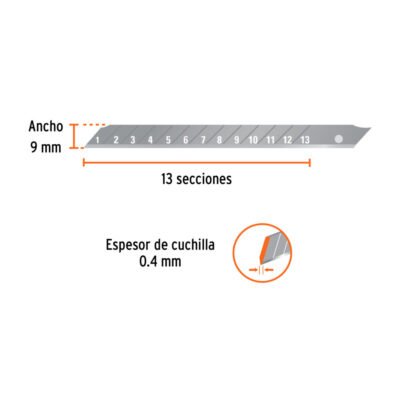 ESTUCHE CON 10 CUCHILLAS SK4 DE 9MM PARA CUTTER NAVAJA