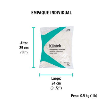BOLSA DE 1/2KG (ILB) DE ESTOPA COLOR BLANCO KLINTEK