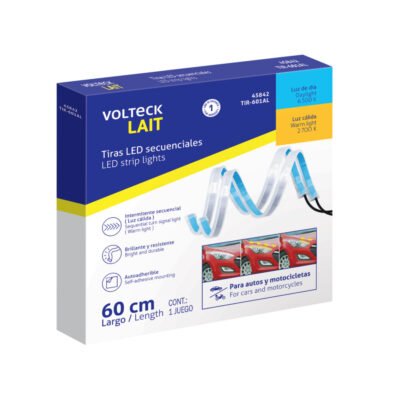 TIRAS DE LED SECUENCIALES 60CM 1JGO DE 2PZAS LUZ BLANCA/AMARILLA 12V 3W 108 LEDS