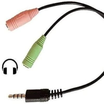 ADAPTADOR JACK 3.5 AUDIFONO Y JACK 3.5 MICROFONO A PLUG 3.5 DE 4 BANDAS