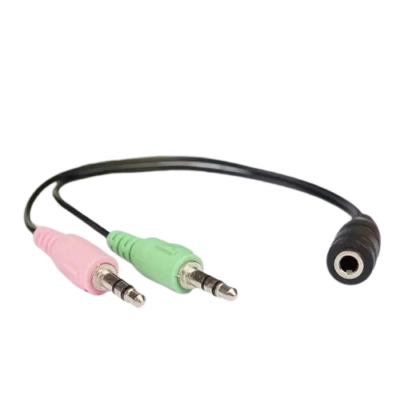 ADAPTADOR PLUG 3.5 AUDIFONO Y PLUG 3.5 MICROFONO A JACK 3.5 DE 4 BANDAS